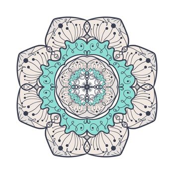 Hand drawn Mandala in arabic, indian, islam and ottoman culture decoration style. Ethnic geometric ornamental background. Magic vintage template of greeting, card, print, cloth, tattoo. Vector