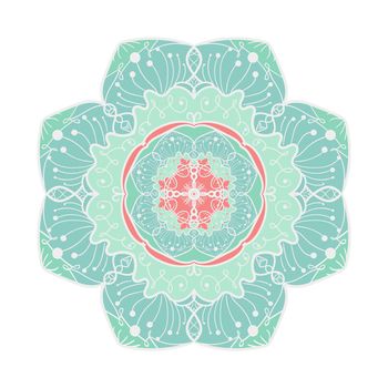 Hand drawn Mandala in arabic, indian, islam and ottoman culture decoration style. Ethnic geometric ornamental background. Magic vintage template of greeting, card, print, cloth, tattoo. Vector