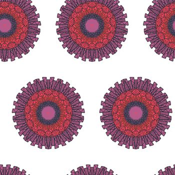 Hand drawn Mandala Seamless Pattern. Arabic, indian, turkish and ottoman culture decoration style. Ethnic ornamental background. Magic vintage template of greeting, card, print, cloth, tattoo. Vector