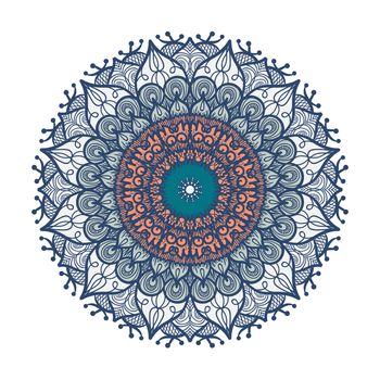 Hand drawn Mandala in arabic, indian, islam and ottoman culture decoration style. Ethnic geometric ornamental background. Magic vintage template of greeting, card, print, cloth, tattoo. Vector