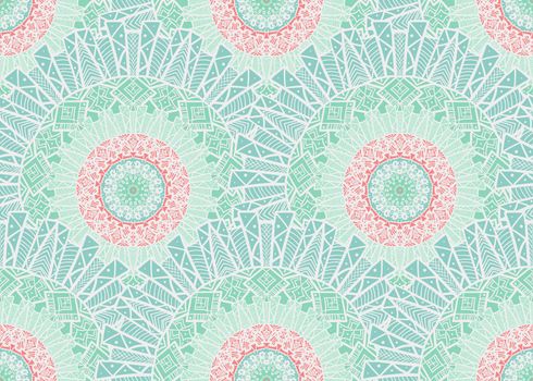 Hand drawn Mandala Seamless Pattern. Arabic, indian, turkish and ottoman culture decoration style. Ethnic ornamental background. Magic vintage template of greeting, card, print, cloth, tattoo. Vector