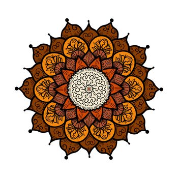 Hand drawn Mandala in arabic, indian, islam and ottoman culture decoration style. Ethnic geometric ornamental background. Magic vintage template of greeting, card, print, cloth, tattoo. Vector