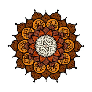 Hand drawn Mandala in arabic, indian, islam and ottoman culture decoration style. Ethnic geometric ornamental background. Magic vintage template of greeting, card, print, cloth, tattoo. Vector