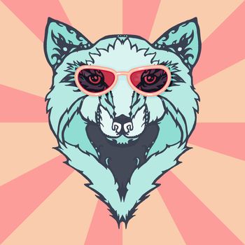 Illustration of isolated detailed wild wolf head in vintage and aztec style for textiles, print and tattoo. Line-art. Vector