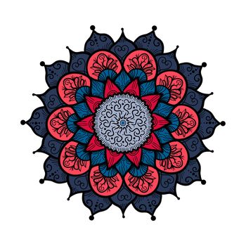 Hand drawn Mandala in arabic, indian, islam and ottoman culture decoration style. Ethnic geometric ornamental background. Magic vintage template of greeting, card, print, cloth, tattoo. Vector