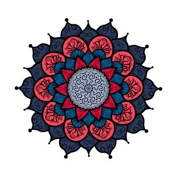 Hand drawn Mandala in arabic, indian, islam and ottoman culture decoration style. Ethnic geometric ornamental background. Magic vintage template of greeting, card, print, cloth, tattoo. Vector