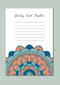 Mandala vintage template card in arabic and indian, islam and ottoman, turkish, asian style for brochure, flyer, greeting, invitation card, cover. Format A4. Floral holiday ornamental design. Vector