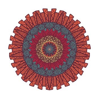 Hand drawn Mandala in arabic, indian, islam and ottoman culture decoration style. Ethnic geometric ornamental background. Magic vintage template of greeting, card, print, cloth, tattoo. Vector