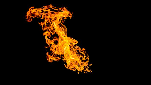 Fire on black background. Fiery patterns. Burning flame. Blazing fire.