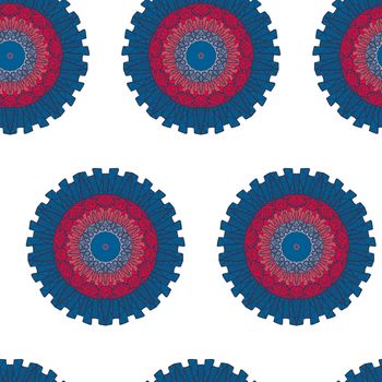 Hand drawn Mandala Seamless Pattern. Arabic, indian, turkish and ottoman culture decoration style. Ethnic ornamental background. Magic vintage template of greeting, card, print, cloth, tattoo. Vector