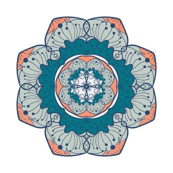 Hand drawn Mandala in arabic, indian, islam and ottoman culture decoration style. Ethnic geometric ornamental background. Magic vintage template of greeting, card, print, cloth, tattoo. Vector