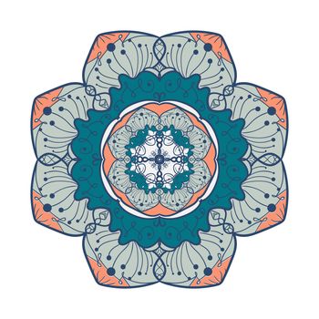 Hand drawn Mandala in arabic, indian, islam and ottoman culture decoration style. Ethnic geometric ornamental background. Magic vintage template of greeting, card, print, cloth, tattoo. Vector