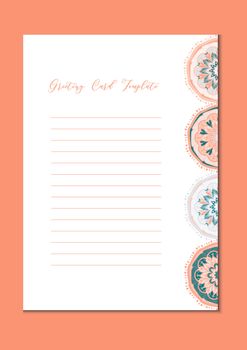 Mandala vintage template card in arabic and indian, islam and ottoman, turkish, asian style for brochure, flyer, greeting, invitation card, cover. Format A4. Floral holiday ornamental design. Vector