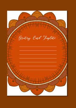 Mandala vintage template card in arabic and indian, islam and ottoman, turkish, asian style for brochure, flyer, greeting, invitation card, cover. Format A4. Floral holiday ornamental design. Vector