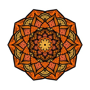 Hand drawn Mandala in arabic, indian, islam and ottoman culture decoration style. Ethnic geometric ornamental background. Magic vintage template of greeting, card, print, cloth, tattoo. Vector