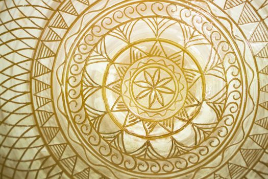 Pattern of bowl mandala pottery, authentic pattern from Belarus close up