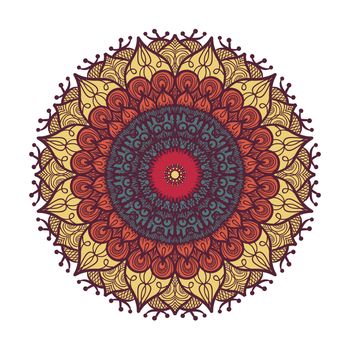 Hand drawn Mandala in arabic, indian, islam and ottoman culture decoration style. Ethnic geometric ornamental background. Magic vintage template of greeting, card, print, cloth, tattoo. Vector