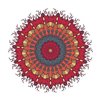 Hand drawn Mandala in arabic, indian, islam and ottoman culture decoration style. Ethnic geometric ornamental background. Magic vintage template of greeting, card, print, cloth, tattoo. Vector