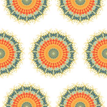 Hand drawn Mandala Seamless Pattern. Arabic, indian, turkish and ottoman culture decoration style. Ethnic ornamental background. Magic vintage template of greeting, card, print, cloth, tattoo. Vector