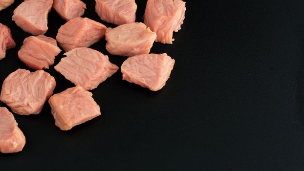 Pieces of raw meat. Ingredients for cooking. Lamb, pork, beef, lamb. Farming, eco-friendly production