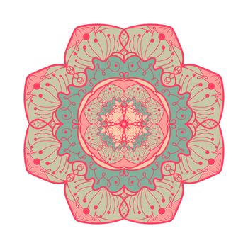 Hand drawn Mandala in arabic, indian, islam and ottoman culture decoration style. Ethnic geometric ornamental background. Magic vintage template of greeting, card, print, cloth, tattoo. Vector