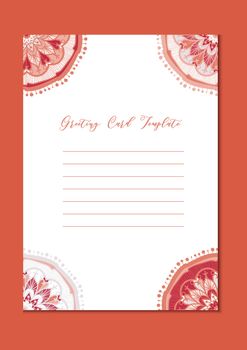 Mandala vintage template card in arabic and indian, islam and ottoman, turkish, asian style for brochure, flyer, greeting, invitation card, cover. Format A4. Floral holiday ornamental design. Vector