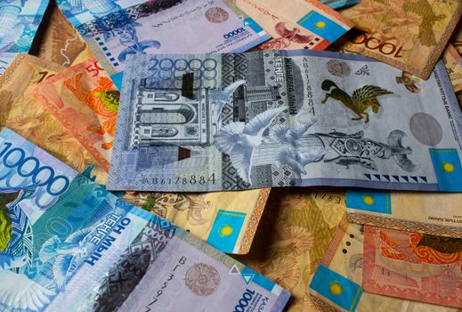 Tenge KZT. National currency of Kazakhstan, KZ. Exchange rate. Economy, development, business, Bank, broker.