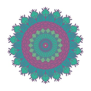 Hand drawn Mandala in arabic, indian, islam and ottoman culture decoration style. Ethnic geometric ornamental background. Magic vintage template of greeting, card, print, cloth, tattoo. Vector