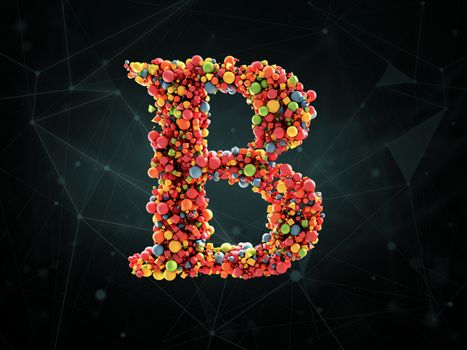 3d Rendering of vitamin B on abstract background. Concept of dietary supplements.