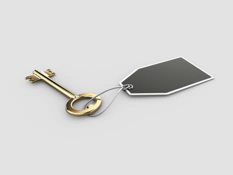 3d rendering of Keys with label, clipping path included.