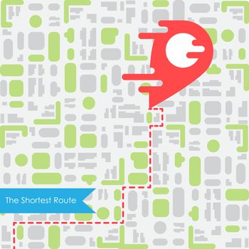 Liquid Red Pointer on Map. Fast Delivery or the Shortest Route Symbol. Navigation and search of place design. Vector