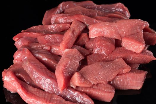 Pieces of raw meat. Ingredients for cooking. Lamb, pork, beef, lamb. Farming, eco-friendly production