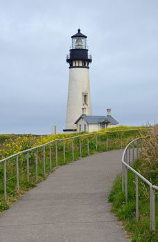 Historic Yaquina Head lighthouse in Oregon, USA