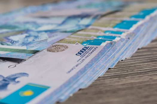 Paper banknotes tenge KZT. Tenge is the national currency of Kazakhstan. bank of Kazakhstan