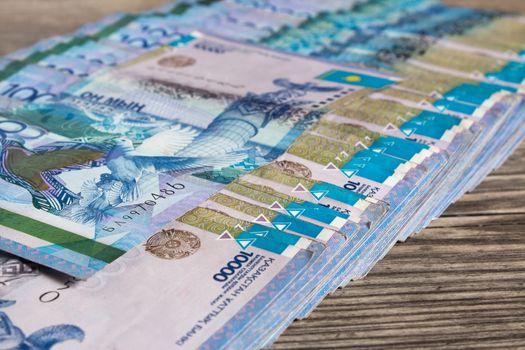 Paper banknotes tenge KZT. Tenge is the national currency of Kazakhstan. bank of Kazakhstan