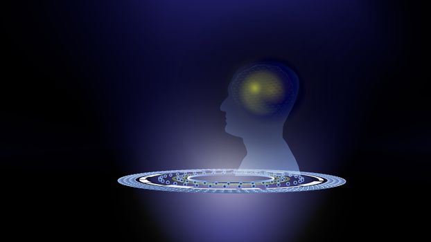 3D Human brain ,brain background concept global network technology