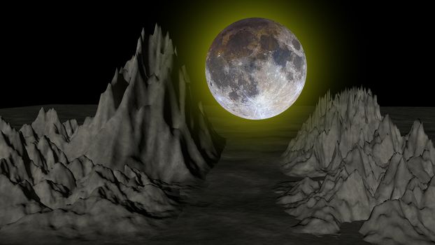 The moon Mountain surface, Elements of this image furnished by NASA