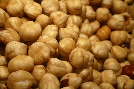 Hazelnuts food background close up, photo wallpaper