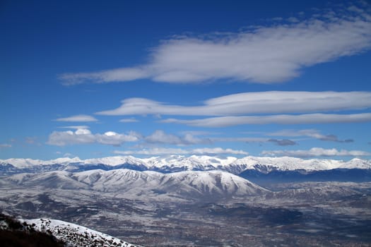 panorama shot of snow capped mountain, landscape