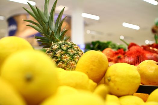 tropical fruit in the market, macro close up