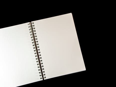 Blank page white paper of Note Book on Black background