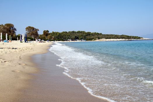 Tropical beach background. Horizon landscape and sand