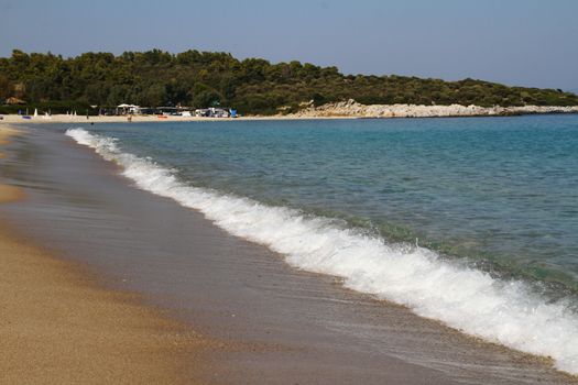 Tropical beach background. Horizon landscape and sand