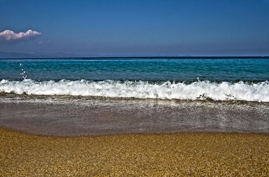 Tropical beach background. Horizon landscape and sand