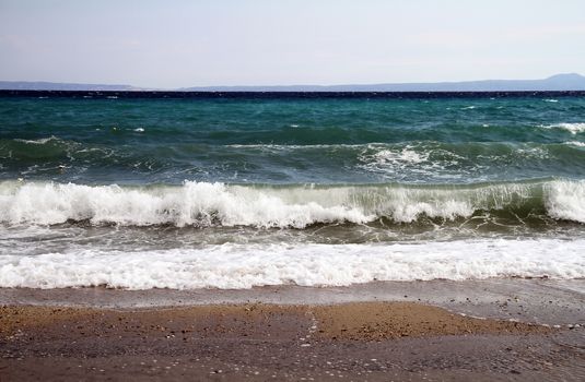 Tropical beach background. Horizon landscape and sand