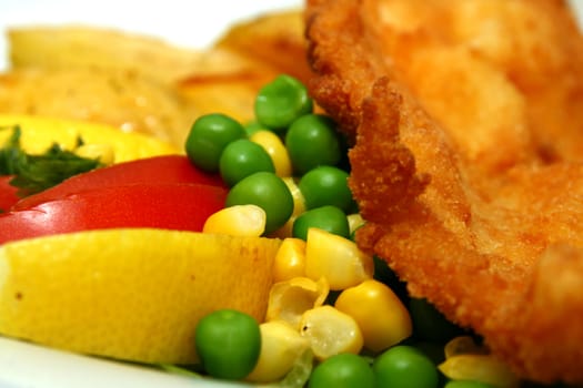 food and decorated serving plate in the restaurant close up