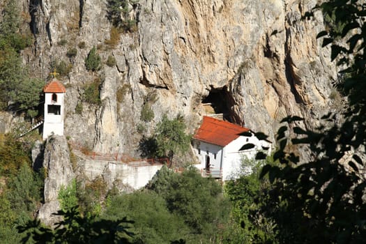 orthodox church built on a rock in Macedonia