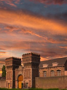 Old entrance of The Hague prison where are detained all International Criminal Court prisoners waiting for the trials of their committed crimes 