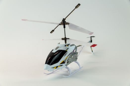 white propeller electric helicopter model