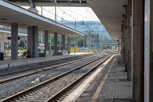 terni and rails station in the absence of trains for covid emergency